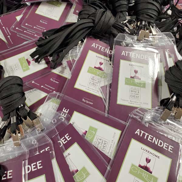 custom printed event badges for hotels